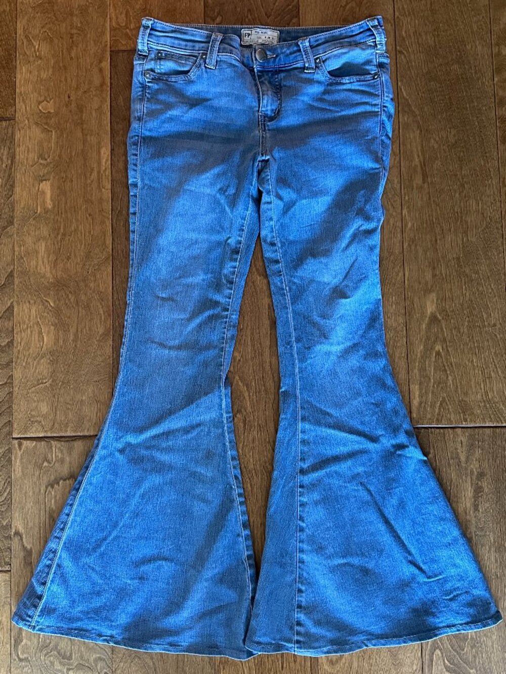 Free People Blue Denim Super Flare Bell Bottom Jeans Size 28